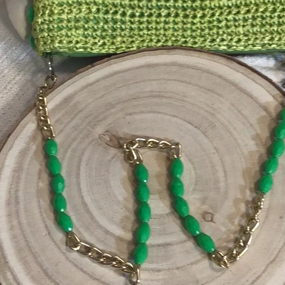 Vintage 1950 green beaded and Wicker purse in excellent condition - Picture 6 of 8